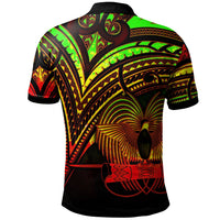Papua New Guinea Polo Shirt Reggae Color Cross Style - Polynesian Pride