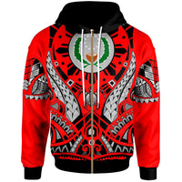 Pohnpei Zip Hoodie Tribal Sun Tattoo Red Color Unisex Red - Polynesian Pride