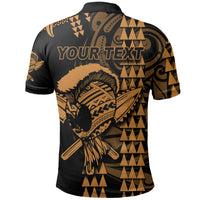 Custom Hawaii Polynesian Warrior Kakau Polo Shirt Gold LT6 - Polynesian Pride