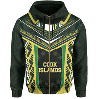 Cook Islands New Polynesian Style Zip Hoodie Unisex Black - Polynesian Pride
