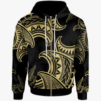 Polynesian Zip up Hoodie Sea Ripples Pattern Gold Color Unisex Gold - Polynesian Pride