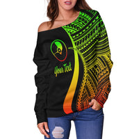Yap Custom Personalised Women's Off Shoulder Sweater - Reggae Polynesian Tentacle Tribal Pattern - Polynesian Pride