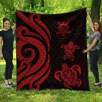 Tuvalu Premium Quilt - Red Tentacle Turtle Red - Polynesian Pride