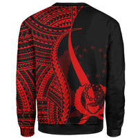 Pohnpei Custom Personalised Sweatshirt - Red Polynesian Tentacle Tribal Pattern - Polynesian Pride