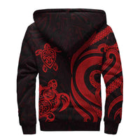 Fiji Sherpa Hoodie - Red Tentacle Turtle Crest - Polynesian Pride