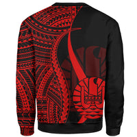 Tahiti Sweatshirt - Red Polynesian Tentacle Tribal Pattern - Polynesian Pride