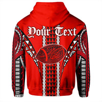 Custom Hawaii Hoodie Red Football Zip Hoodie - Polynesian Pride