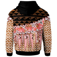Samoa Zip Hoodie Coconut Leaves Weave Pattern Brown - Polynesian Pride