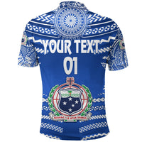 Custom Manu Samoa Rugby Polo Shirt Creative Style Full Blue, Custom Text and Number - Polynesian Pride