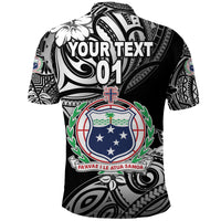 Custom Manu Samoa Rugby Polo Shirt Unique Vibes Coat Of Arms Black, Custom Text and Number - Polynesian Pride