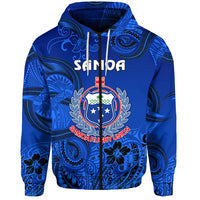 Samoa Manu Zip Hoodie Rugby Unique Style Full Blue LT8 - Polynesian Pride