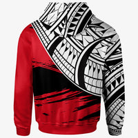 Samoa Custom Zip Hoodie Samoa Flag Style With Claw Pattern - Polynesian Pride