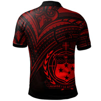 Samoa Polo Shirt Red Color Cross Style - Polynesian Pride