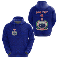 Custom Manu Samoa Rugby Hoodie Free Style, Custom Text and Number Unisex Blue - Polynesian Pride