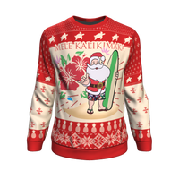 Hawaii Ugly Christmas Sweatshirt - Mele Kalikimaka Santa Claus Beach Unisex Red - Polynesian Pride