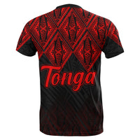 Tonga T Shirt Ngatu Black and Red Style LT6 - Polynesian Pride