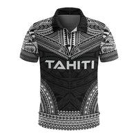 Tahiti Polo Shirt Tahitian Flag Polynesian Chief Tattoo Black Version Unisex Black - Polynesian Pride