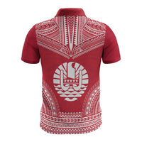 Tahiti Polo Shirt Tahitian Flag Polynesian Chief Tattoo Flag Version - Polynesian Pride
