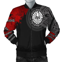 Tahiti Polynesian Men's Bomber Jacket - Polynesian Chain Style Black - Polynesian Pride
