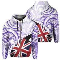 Polynesian Kakau Flag of Hawaii Zip Hoodie Purple Unisex Purple - Polynesian Pride