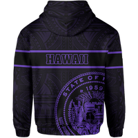 Polynesian Kakau Kanaka Seal of Hawaii Zip Hoodie Purple - Polynesian Pride