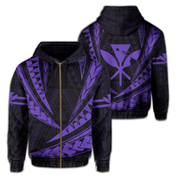 Polynesian Kakau Kanaka Maoli Map Hawaii Zip Hoodie Purlple Unisex Purple - Polynesian Pride
