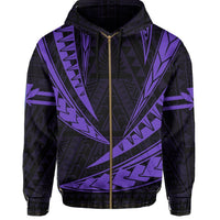Polynesian Kakau Kanaka Maoli Map Hawaii Zip Hoodie Purlple - Polynesian Pride