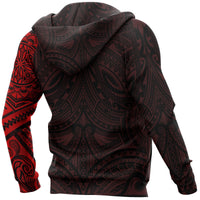 Hoodie Polynesian Flowers Tattoo Style Red - Polynesian Pride