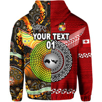 Custom Tonga Ngatu and Australia Aboriginal Hoodie Together, Custom Text and Number LT8 - Polynesian Pride