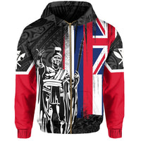 Hawaii King Flag Polynesian Hoodie (Zip up) White - Polynesian Pride