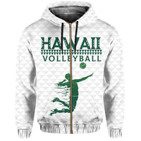 Volleyball Sport Kakau Hawaii zip Hoodie White - Polynesian Pride