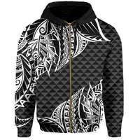 Hawaii Maka Polynesian Zip Hoodie Marcus Style White - Polynesian Pride