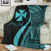 Wallis And Futuna Custom Personalised Premium Blanket - Turquoise Polynesian Tentacle Tribal Pattern - Polynesian Pride