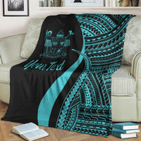 Fiji Custom Personalised Premium Blanket - Turquoise Polynesian Tentacle Tribal Pattern Crest - Polynesian Pride
