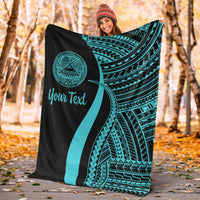 American Samoa Custom Personalised Premium Blanket - Turquoise Polynesian Tentacle Tribal Pattern - Polynesian Pride