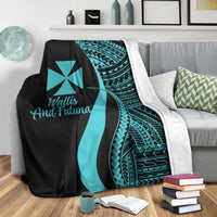 Wallis And Futuna Premium Blanket - Turquoise Polynesian Tentacle Tribal Pattern - Polynesian Pride