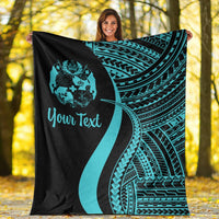 Tonga Custom Personalised Premium Blanket - Turquoise Polynesian Tentacle Tribal Pattern - Polynesian Pride