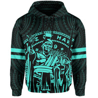 Polynesian King Kanaka Map Seal of Hawaii Hoodie Turquoise - Polynesian Pride