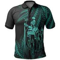 Hawaii King Polynesian Polo Shirt Durk Style Turquoise - Polynesian Pride
