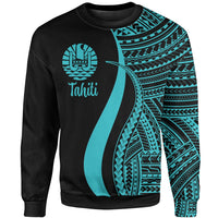 Tahiti Sweatshirt - Turquoise Polynesian Tentacle Tribal Pattern Unisex Turquoise - Polynesian Pride