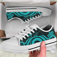 Marshall Islands Low Top Canvas Shoes - Turquoise Tentacle Turtle Crest - Polynesian Pride