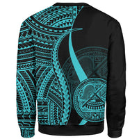 American Samoa Custom Personalised Sweatshirt - Turquoise Polynesian Tentacle Tribal Pattern - Polynesian Pride