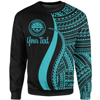Federated States of Micronesia Custom Personalised Sweatshirt - Turquoise Polynesian Tentacle Tribal Pattern Unisex Turquoise - Polynesian Pride