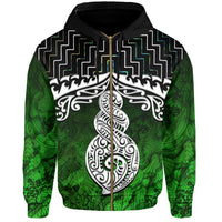 New Zealand Maori Zip up Hoodie, Poutama Pikorua Double Twist Zipper Hoodie - Polynesian Pride