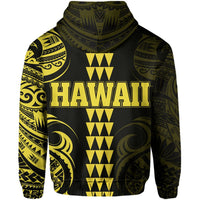 Kanaka Map Polynesian Kakau Hoodie (Zip up) Yellow - Polynesian Pride