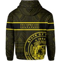 Polynesian Kakau Kanaka Seal of Hawaii Zip Hoodie Yellow - Polynesian Pride
