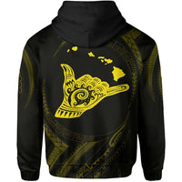 Polynesian Kanaka Shaka Map of Hawaii Zip Hoodie Yellow - Polynesian Pride