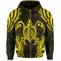 Polynesian Turtle Kanaka Maoli Hawaii Zip Hoodie Yellow - Polynesian Pride