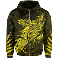 Polynesian Tropic Hula Girl Hibiscus Hawaii Zip Hoodie Yellow - Polynesian Pride