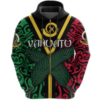 Vanuatu Flag Zip up Hoodie Melanesian Warrior Unisex Black - Polynesian Pride